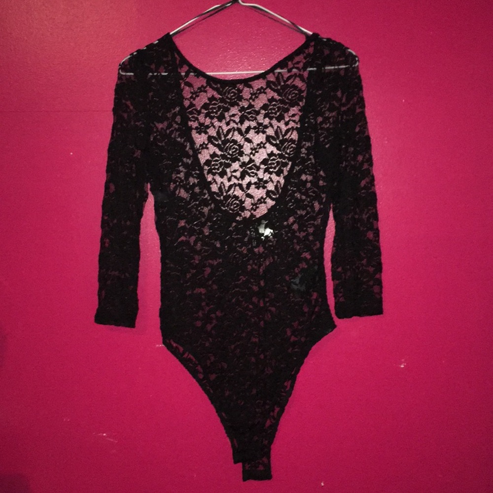 H&M black lace body suit